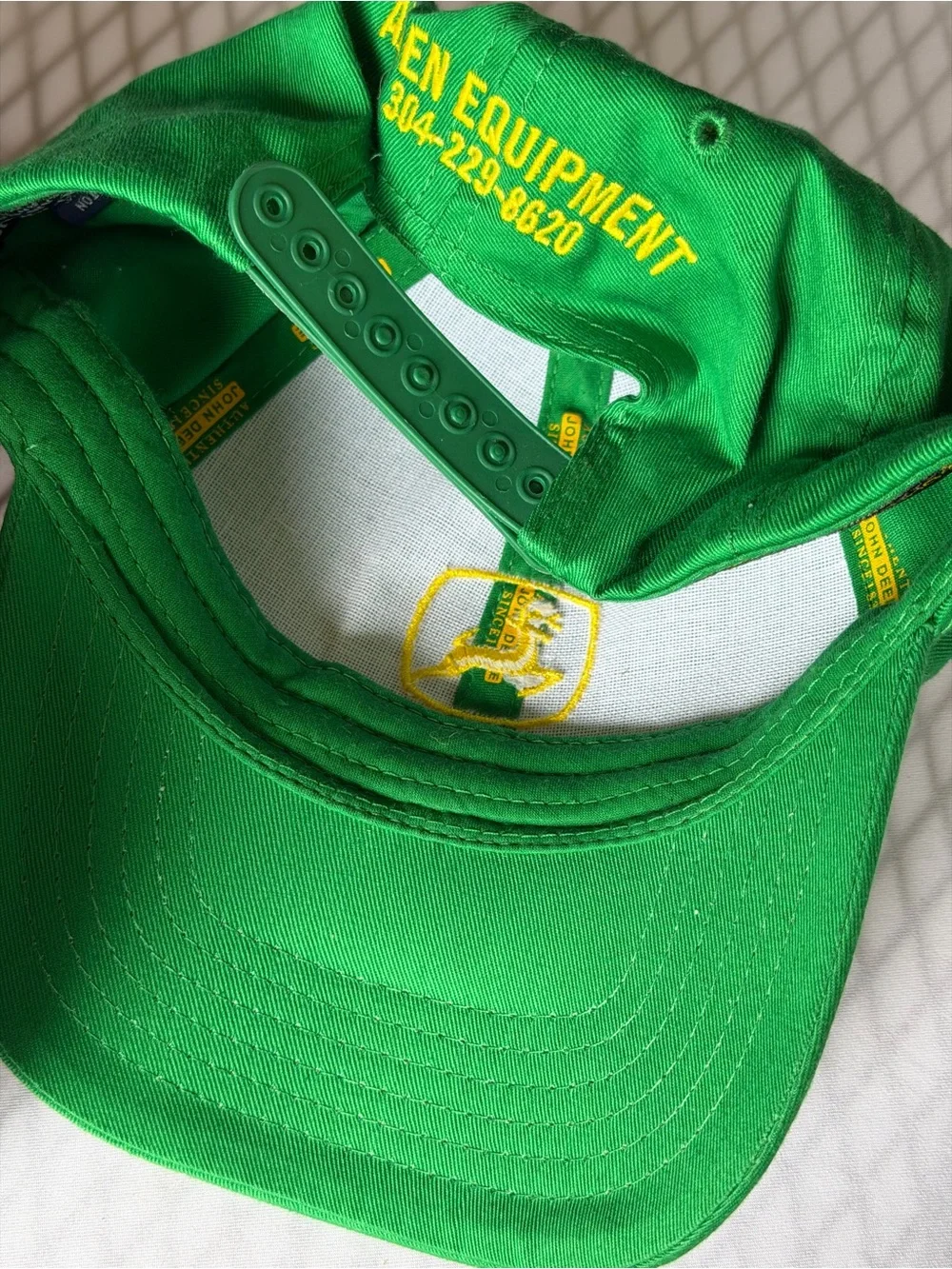 John Deere Embroidered Snapback Hat Lot of 2 Green Tan Adjustable Cap